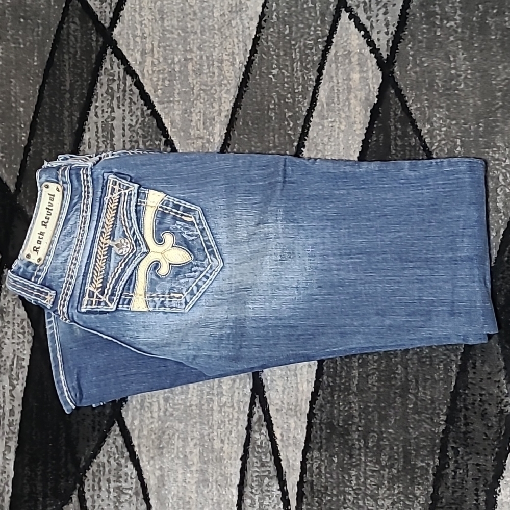 ROCK REVIVAL DARA EMBROIDERED BOOT-CUT DENIM JEAN